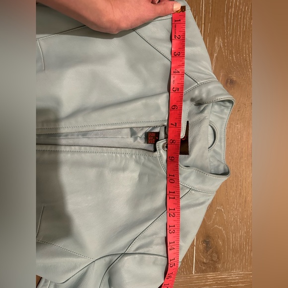 Light teal Leather jacket/Danier leather jacket/Washed blue leather jacked/Leath - Picture 6 of 8